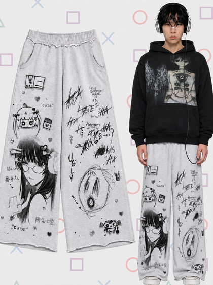 "doodle sick" sweat pants
