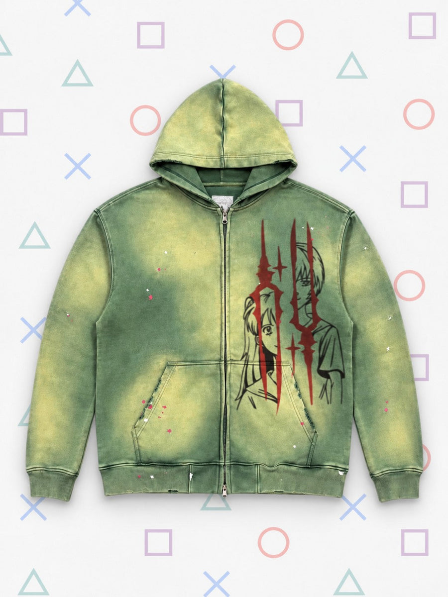 "acid crush" zip hoodie