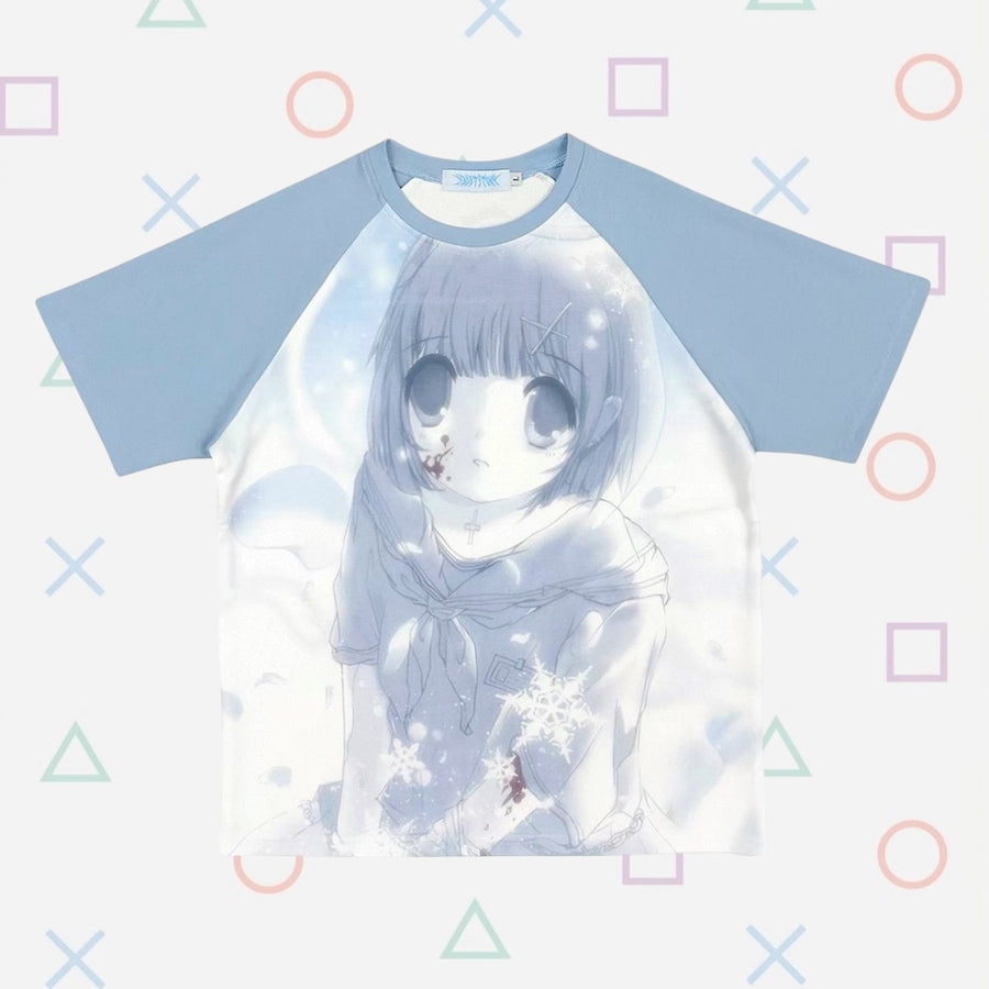 "snow angel" raglan tee