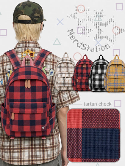nerd check backpack red
