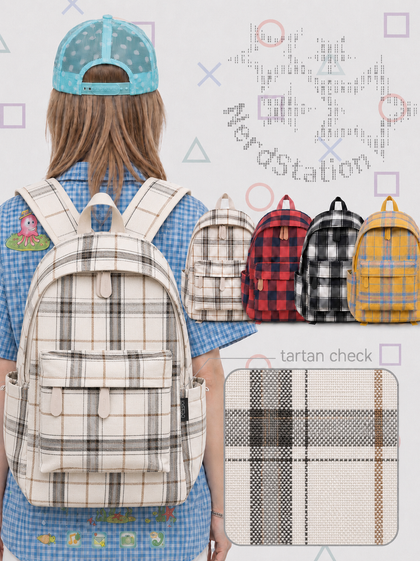 nerd check backpack beige